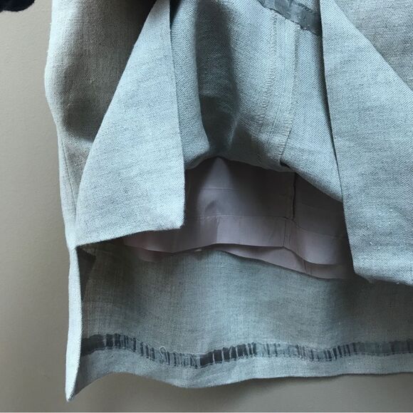 Warm Cream High Waisted Linen Pencil Skirt - Picture 6 of 7